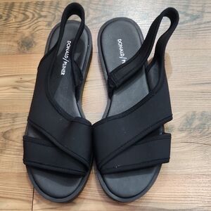 Donald Pliner BARTA CREPE ELASTIC BLACK SANDALS Scuba Size 10 Slingback Comfort